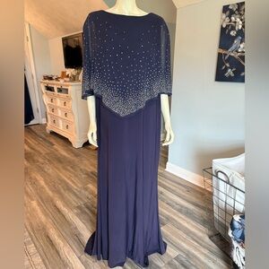 Oleg Cassini eggplant color dress with sequined Shaw sz 22W